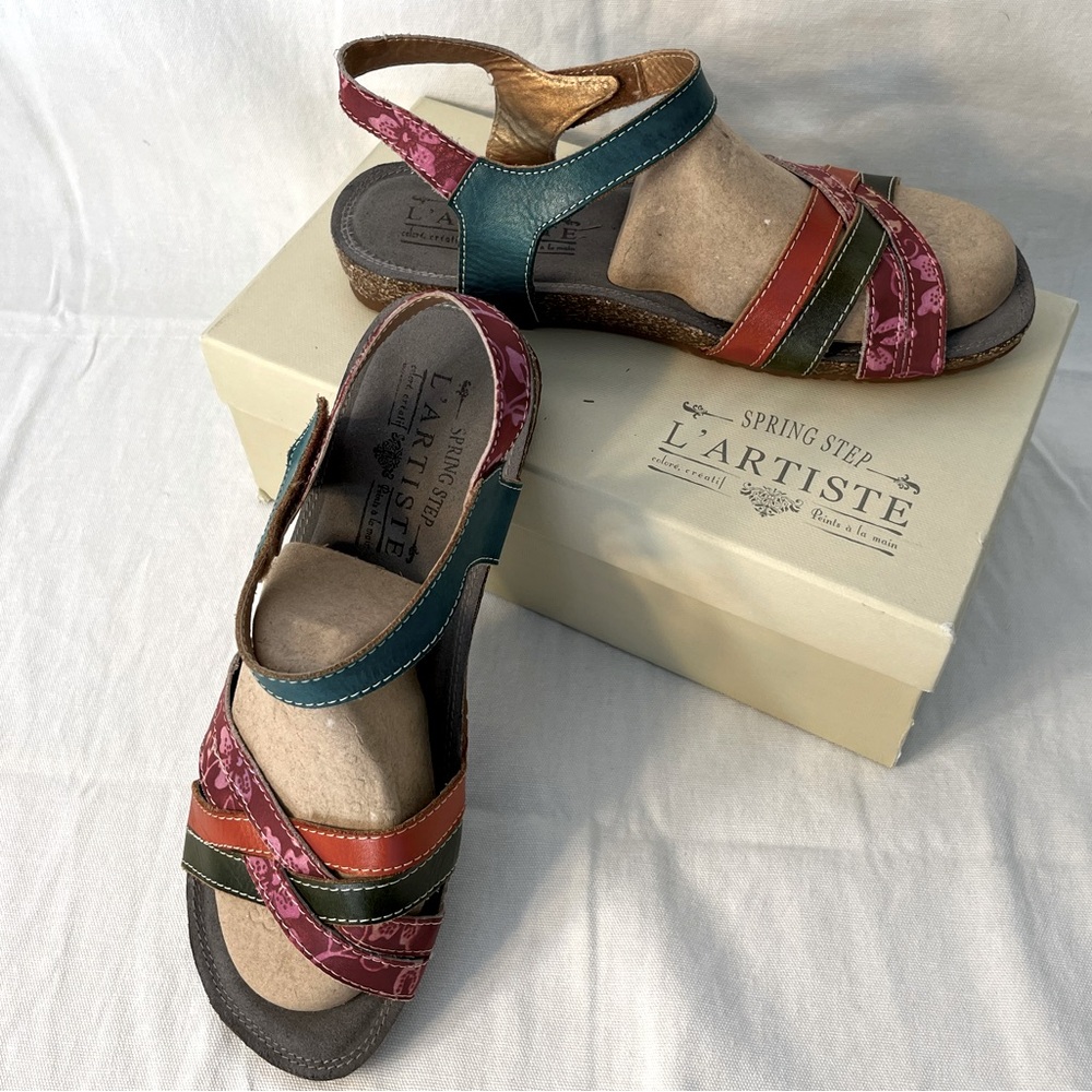 Spring Step L’Artiste Leima, turquoise leather, sz 9